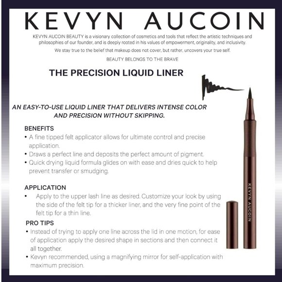 KEVYN AUCOIN*THE PRECISION LIQUID LINER ~ BASIC BLACK#27101 1ml NIB - Picture 7 of 11